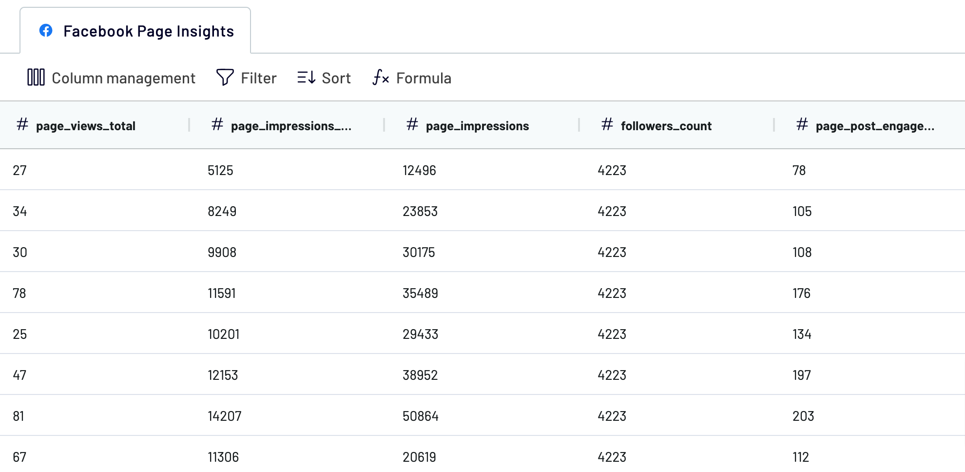 Facebook Page Insights organize & transform