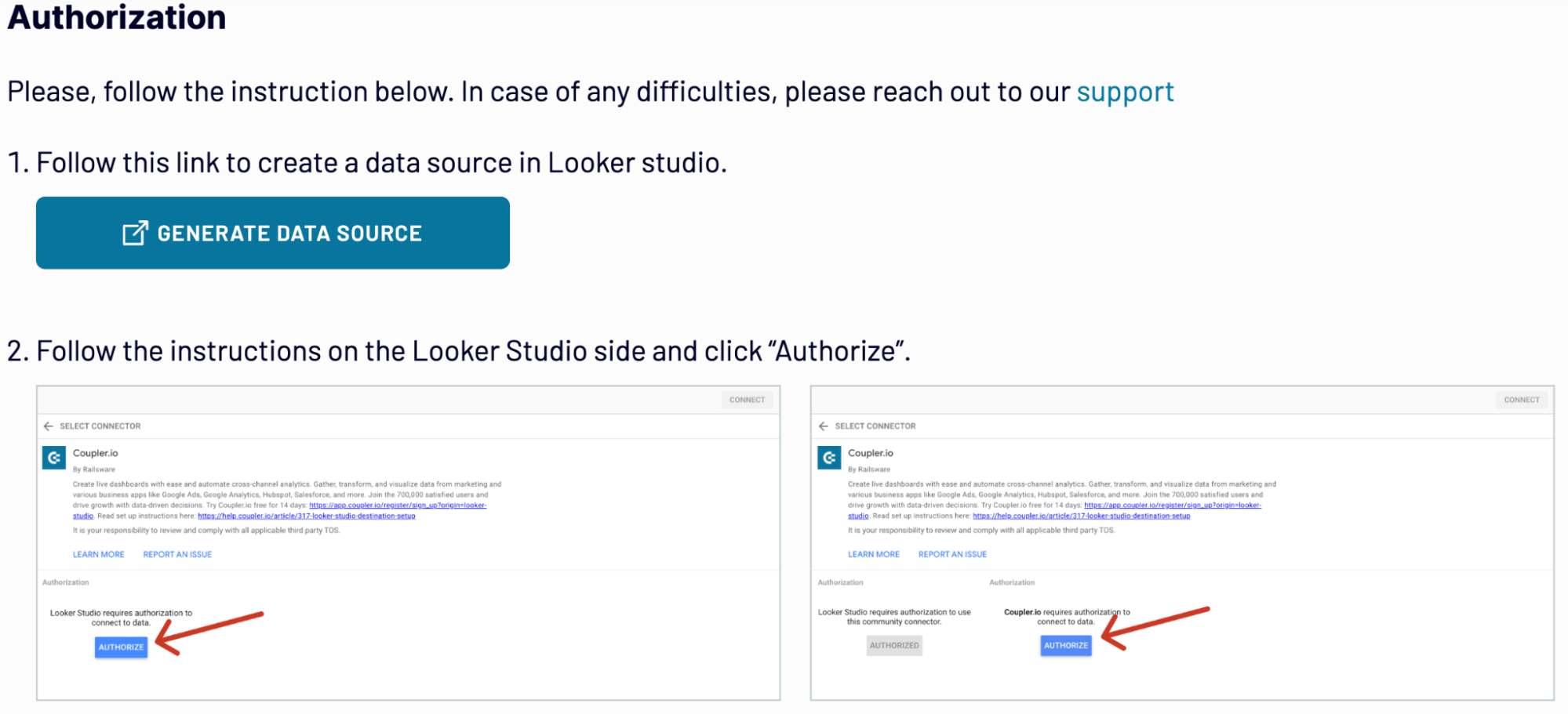 Looker Studio autorization