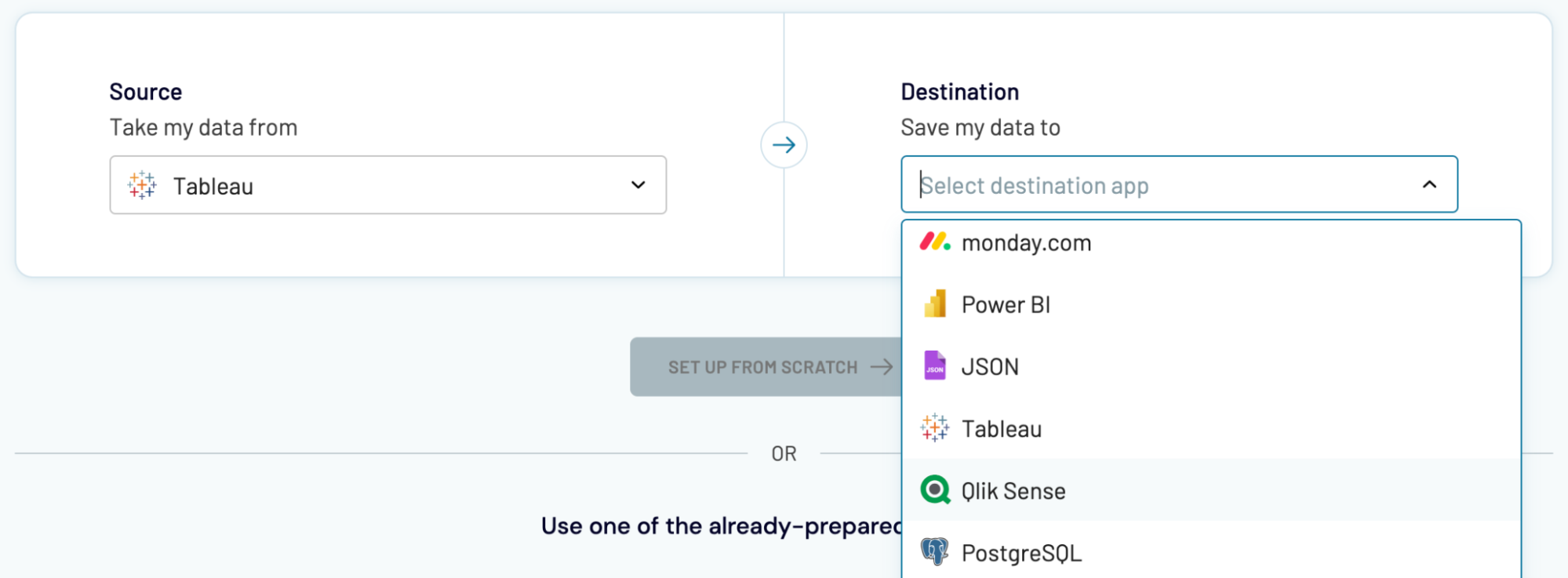 Import data from Tableau to Power BI or another destination